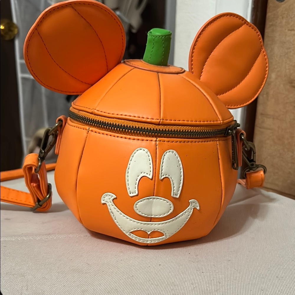 Loungefly Orange Mickey Pumpkin Crossbody Bag